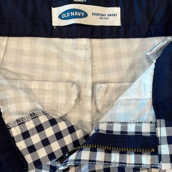 OLD Navy Everyday Mid-Rise Navy Gingham Check Size 0 - Picture 3 of 4